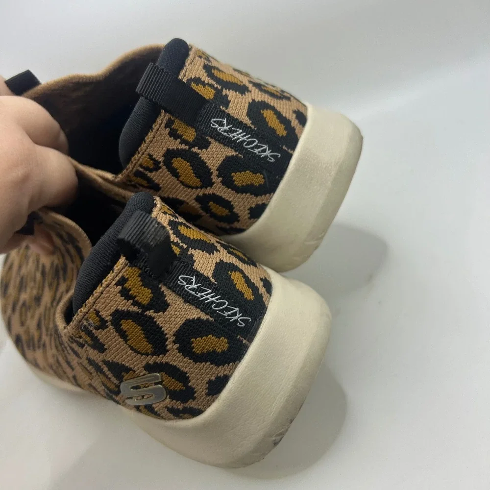 Skechers Ultra Flex Wildly Leopard Print Slip On Sneakers Tan Black 8